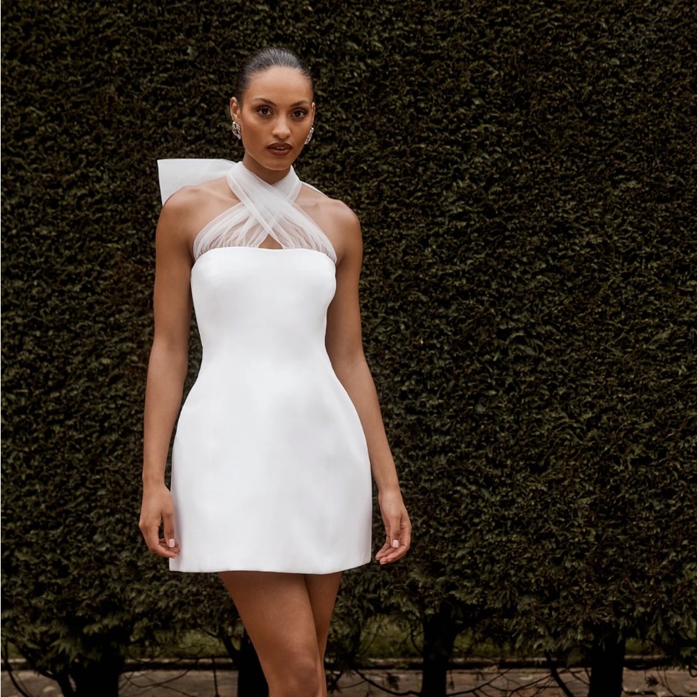 Meshki Maryam Tulle Bow Mini Dress - Bride Bachelorette